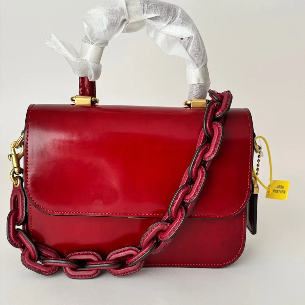 Bags | Coach Rogue Top Handle Bag In Ruby Red Spazzolato Leather